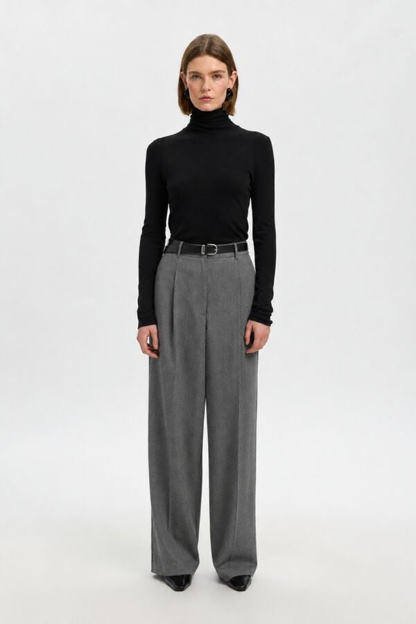 Selected Cal&ccedil;a de fato Wide Leg Cinzento