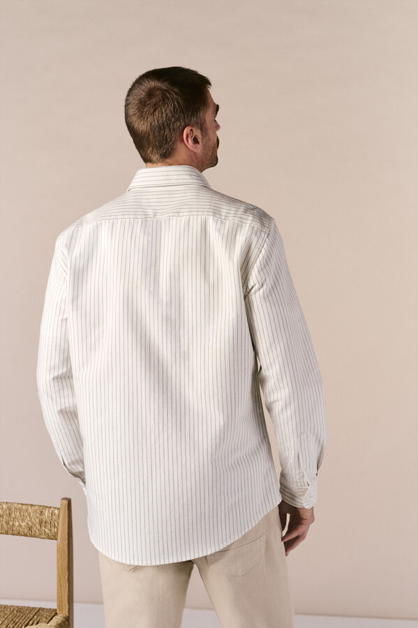 OOTO Long sleeve striped oxford shirt Green