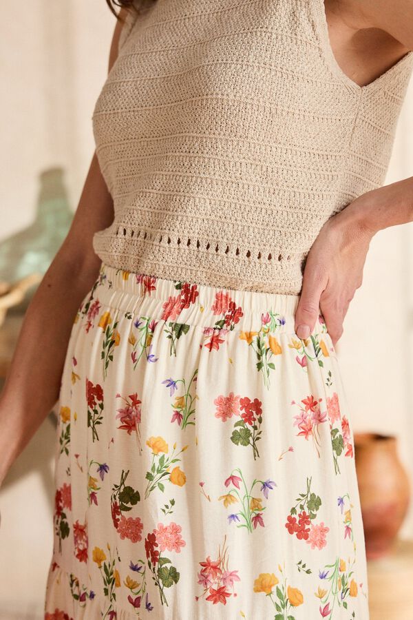 Pol&iacute;n Et Moi Nadia floral skirt Ivory