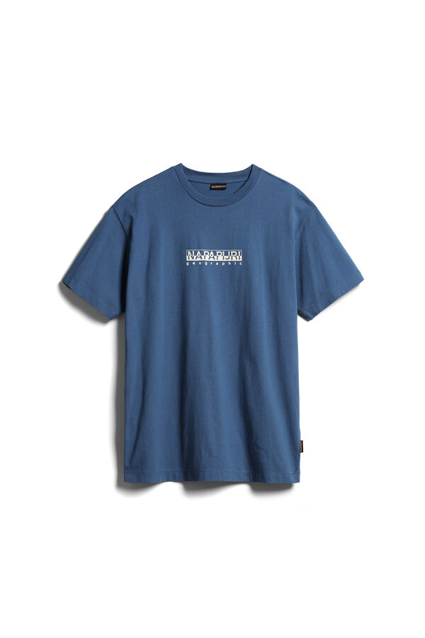 Cortefiel Box short-sleeved T-shirt Blue