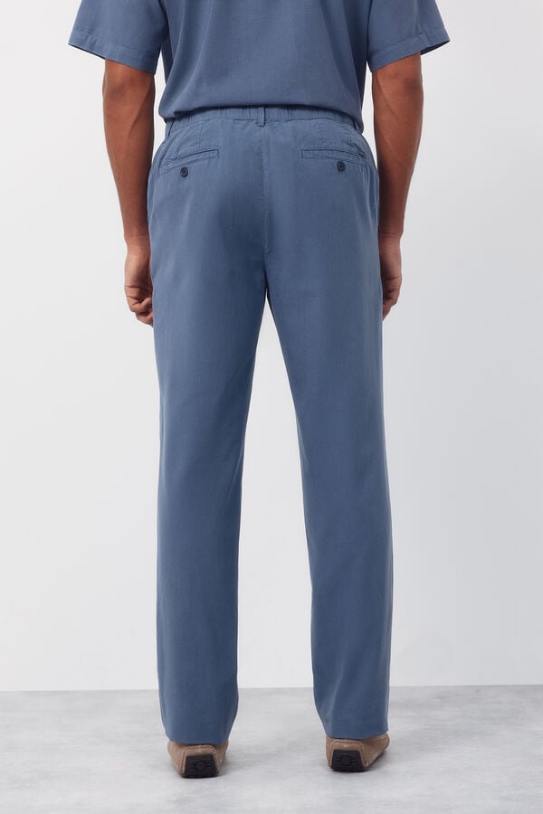 Cortefiel Trousers with elastic waistband and regular drawstrings Blue