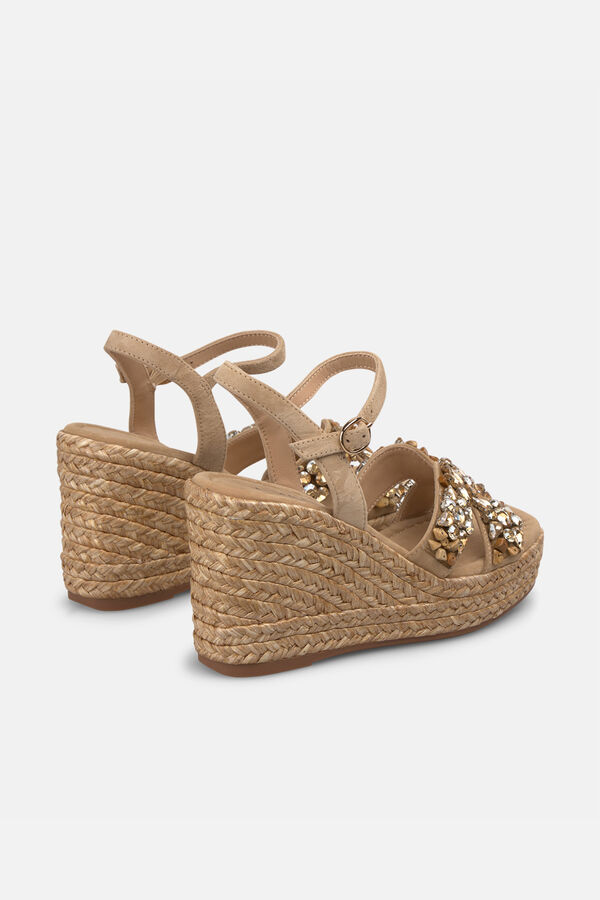 Alma en Pena Sand&aacute;lia cunha com tira de pedraria Castanho