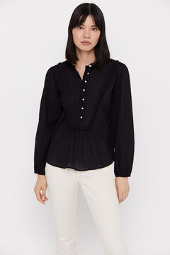 Cortefiel BCI cotton blouse Black