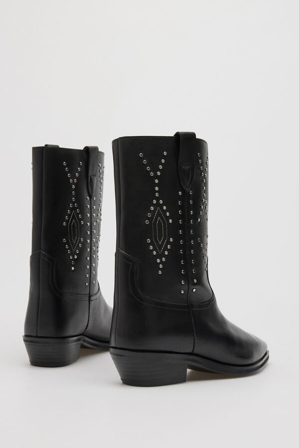 Cortefiel Studded napa boot Black