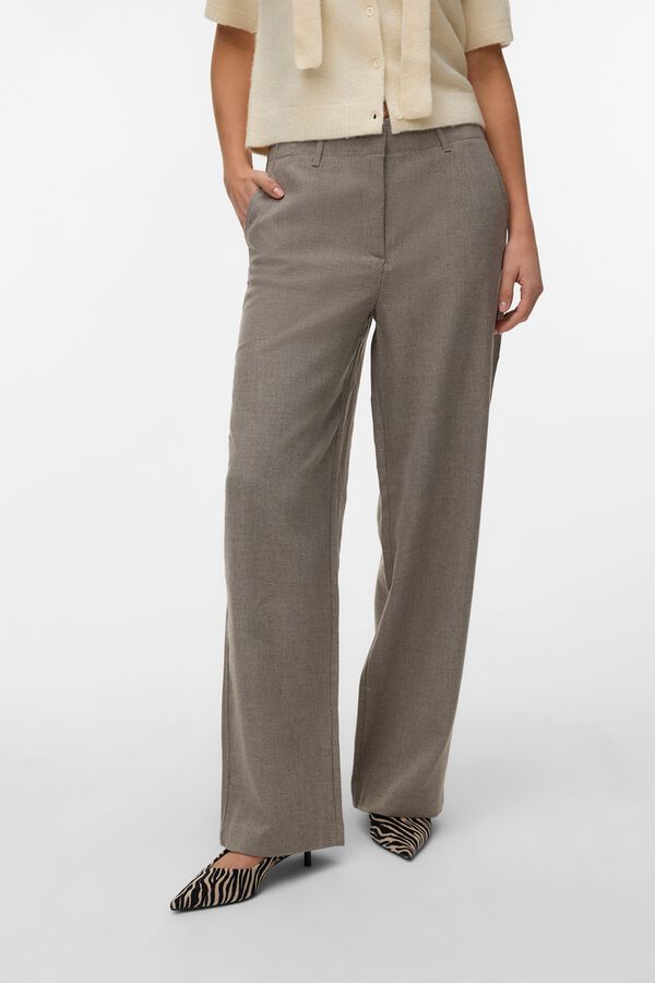 Vero Moda Cal&ccedil;a de vestir perna reta Castanho