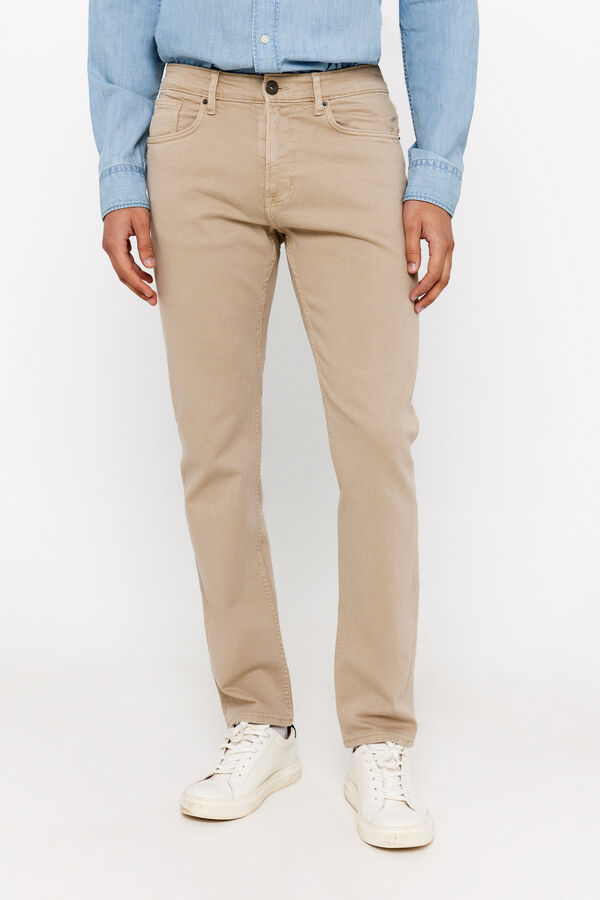 Cortefiel 5-pocket regular fit coloured trousers Beige