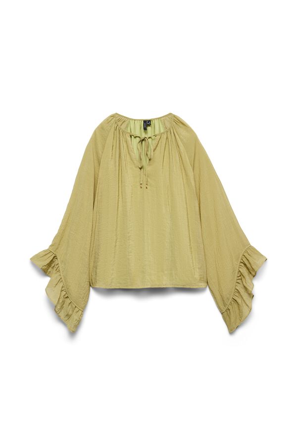 Vero Moda Curve Top manga com folho tamanhos grandes Verde