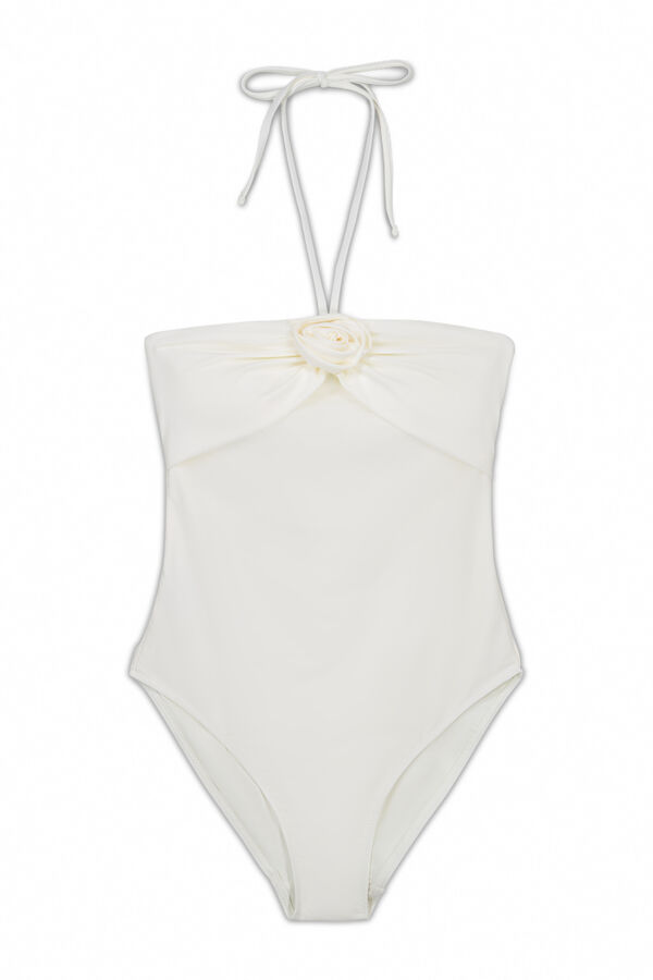 Cortefiel Floral shaping swimsuit White
