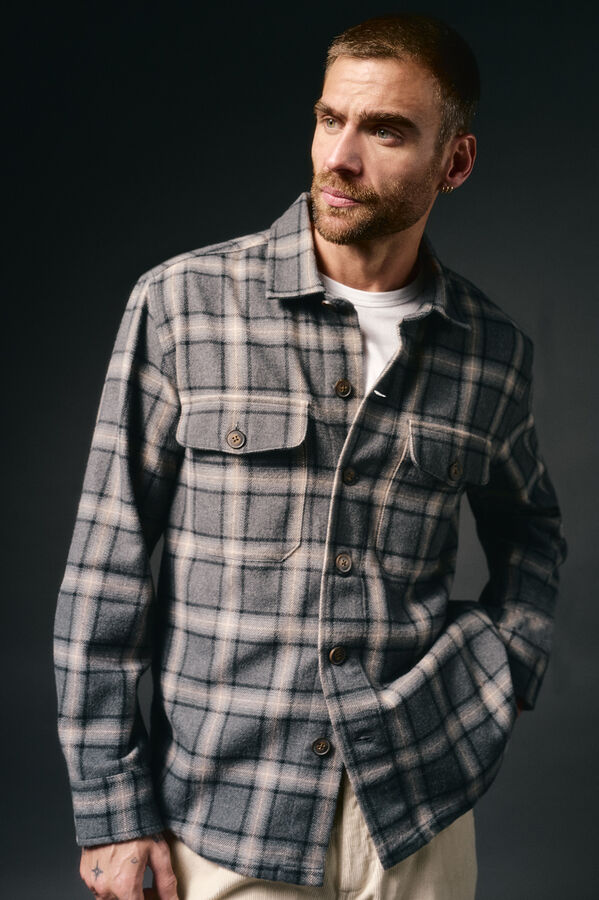 OOTO Sobrecamisa xadrez Cinzento