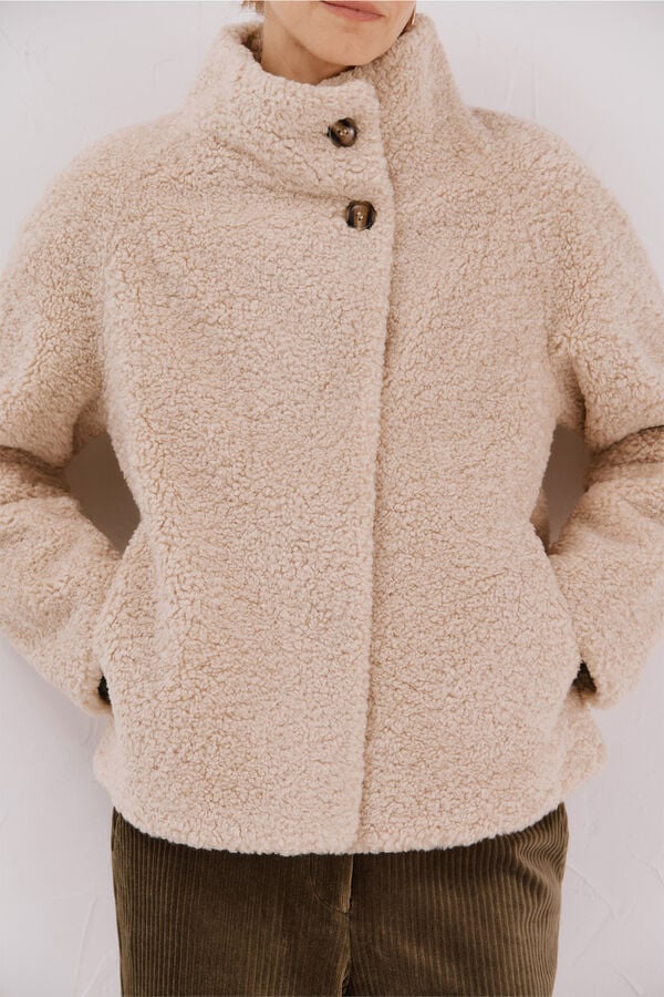 Cortefiel Raw fur effect jacket Nude
