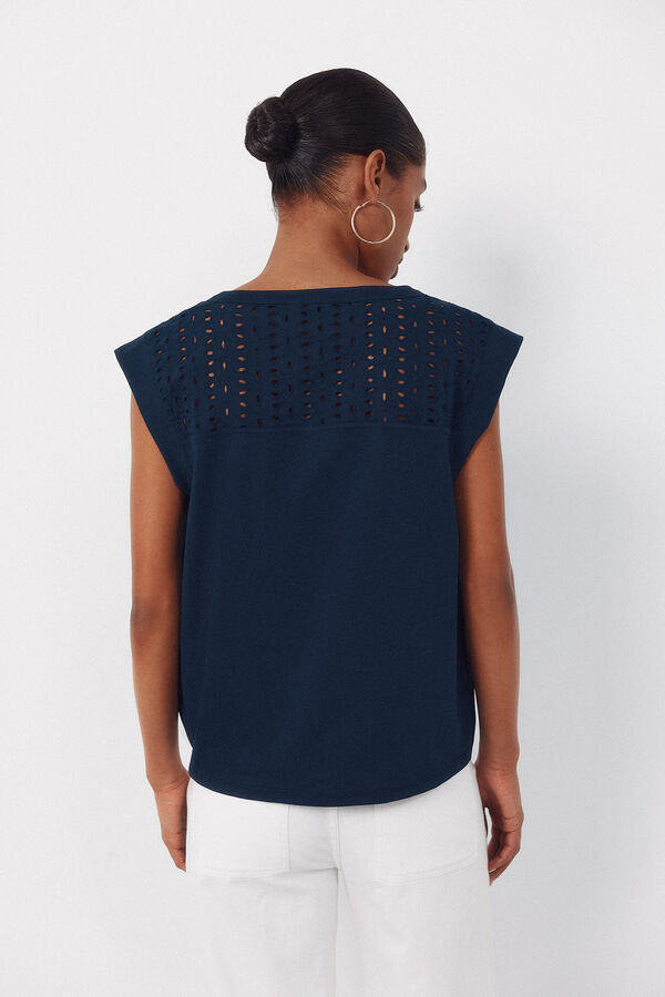 Cortefiel Embroidered back yoke t-shirt Navy