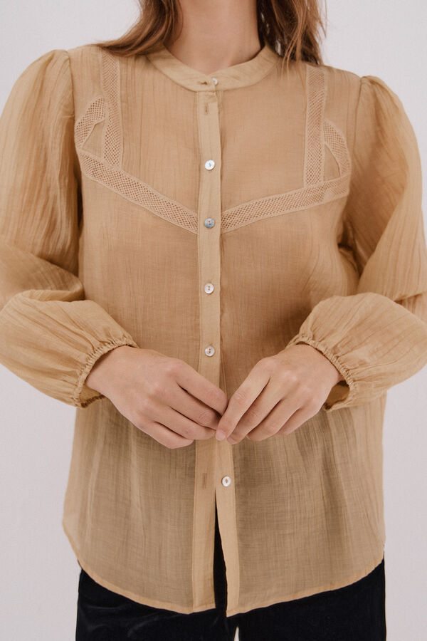 Cortefiel Blusa de renda com gola mao Branco