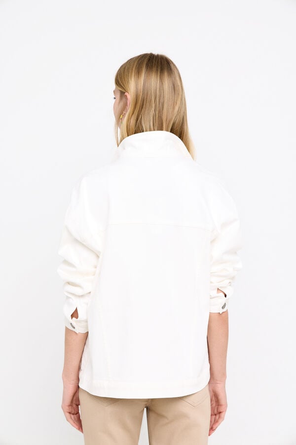 Cortefiel White denim jacket. Ivory