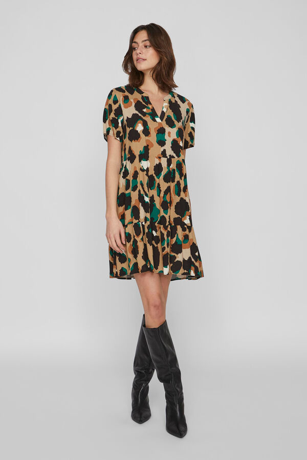 Cortefiel Short dress with short sleeves Green