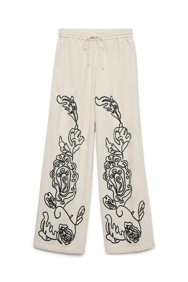 Vero Moda Calça comprida de linho estampado  Cinzento