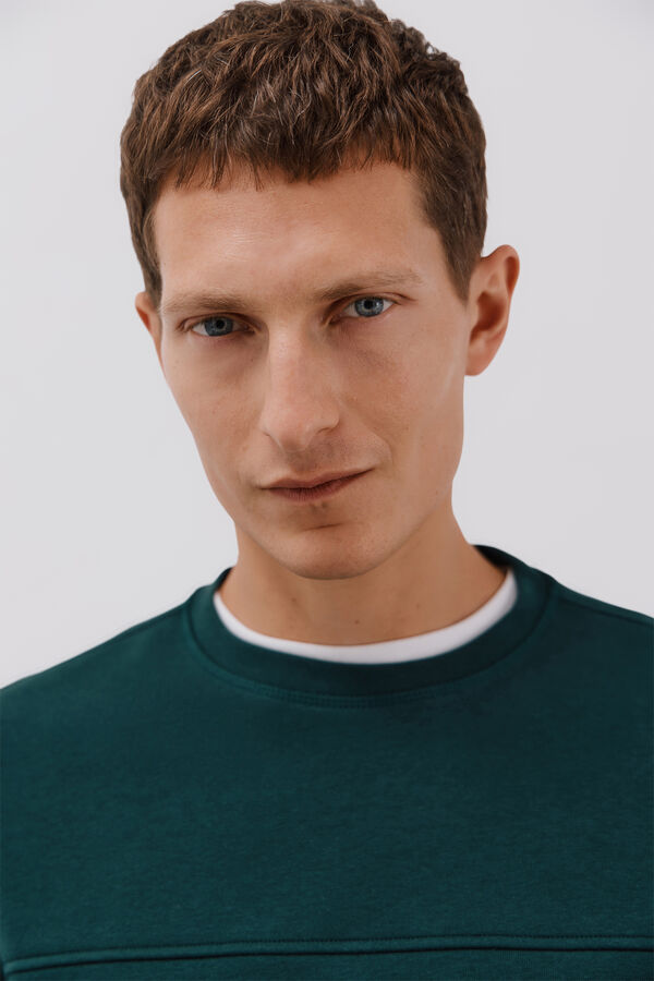 Cortefiel Crew-neck sweatshirt Dark green
