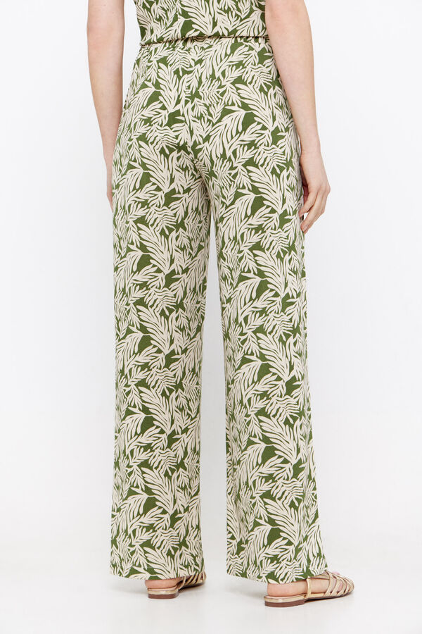 Cortefiel Printed jersey-knit trousers Printed green