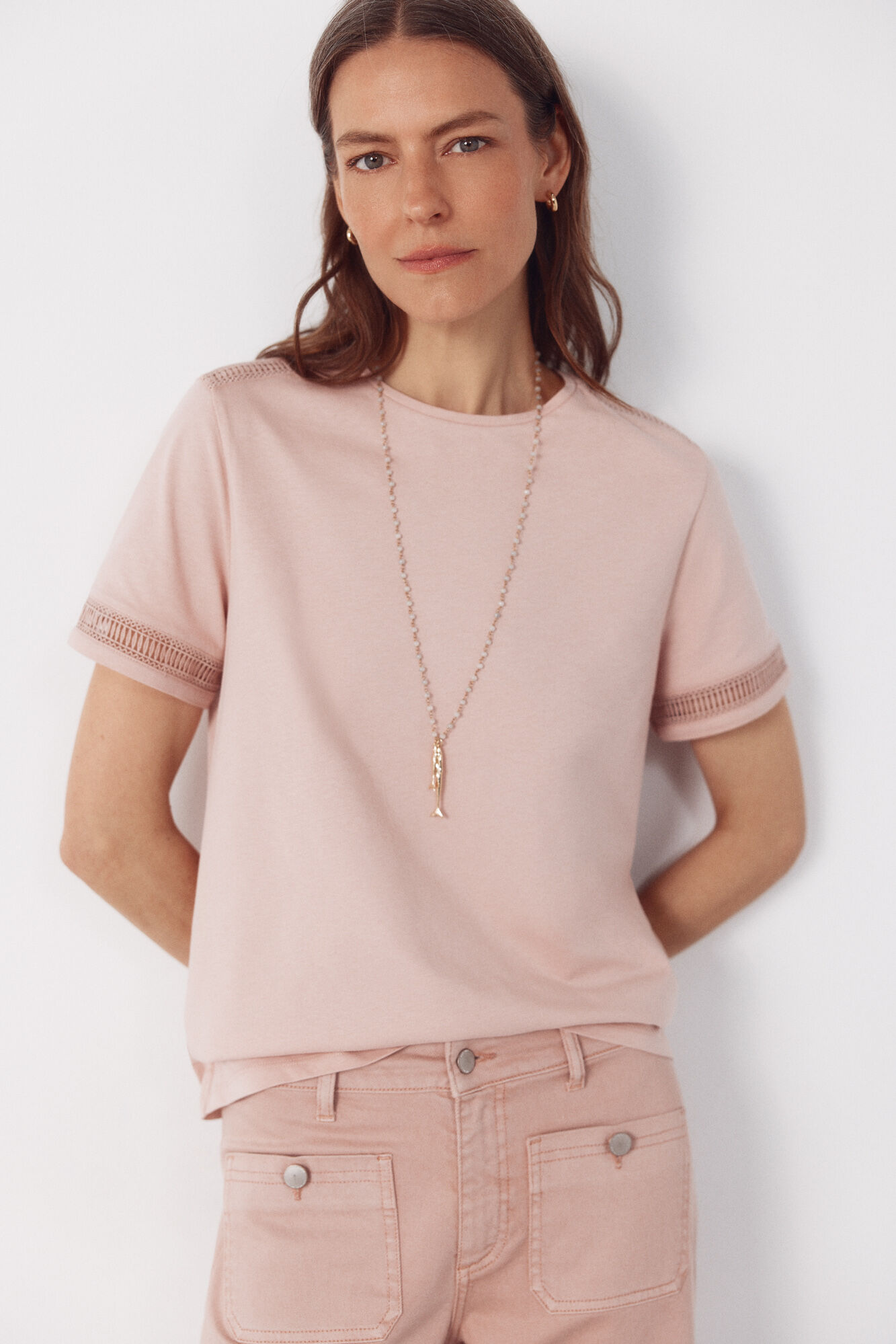 Cortefiel Hemstitch detail t-shirt