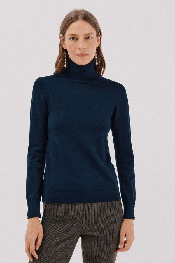 Cortefiel Short-sleeved jumper Navy