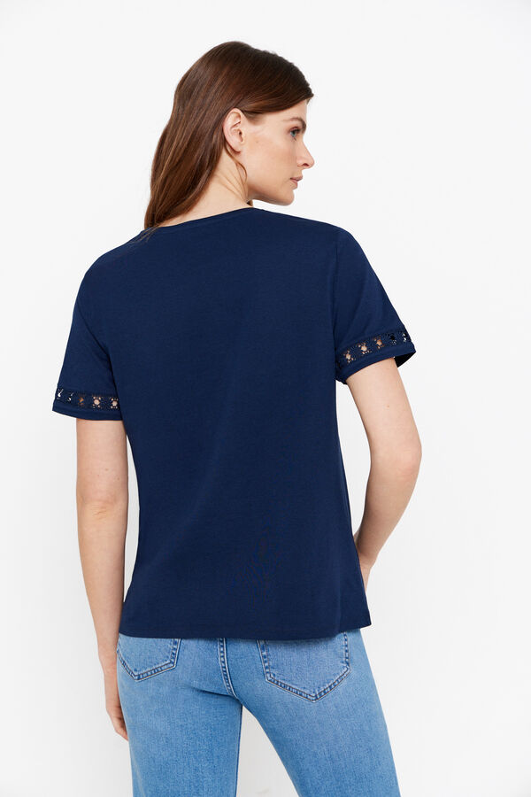 Cortefiel T-shirt fita floral Azul