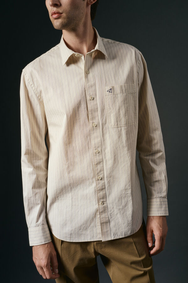 OOTO Camisa riscas estruturada Ecru