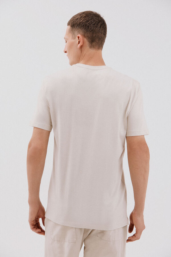 Cortefiel Faux plain slub t-shirt Beige