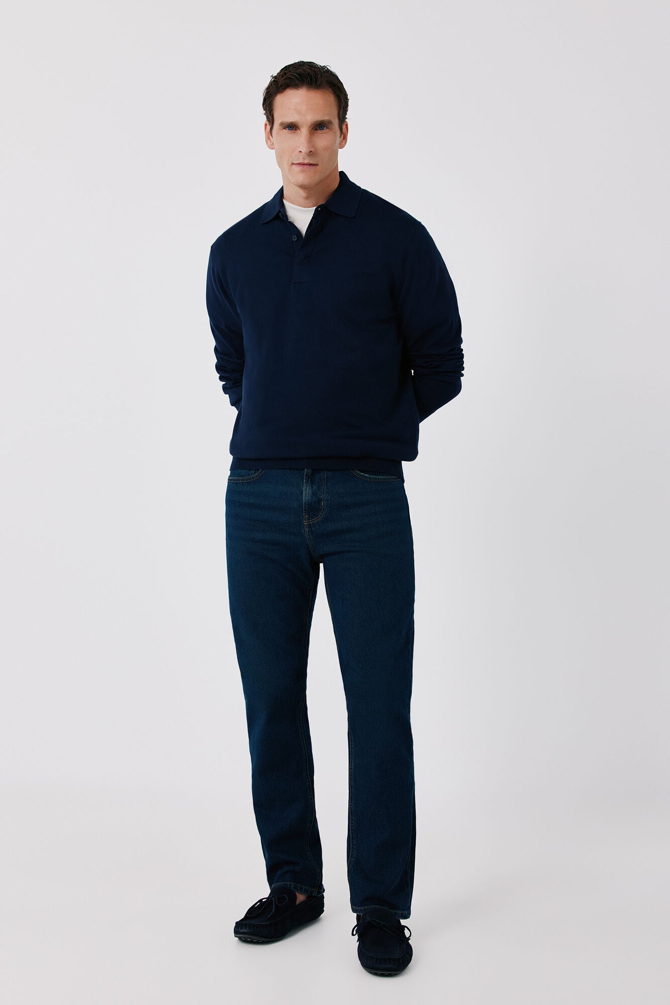 Cortefiel Basic fine knit polo neck jumper