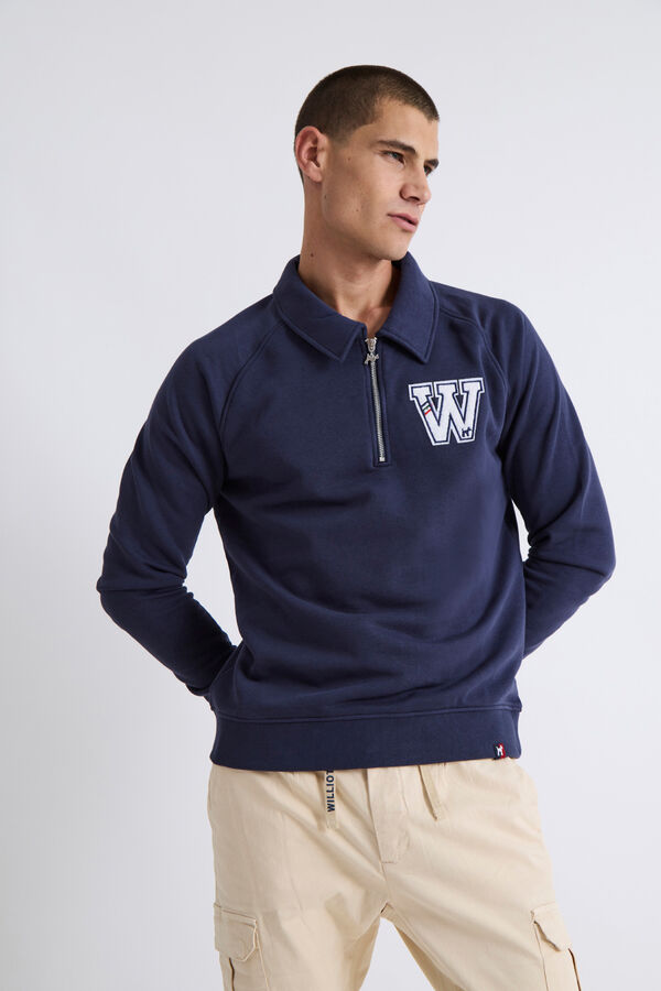 Williot Moletom Polo Azul Marinho com Sweatshirt Azul