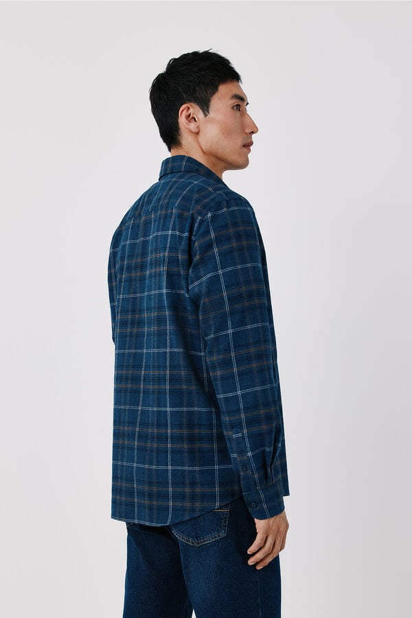 Cortefiel Cotton plaid shirt Blue