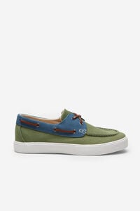 Cortefiel Textile and leather deck shoe Green