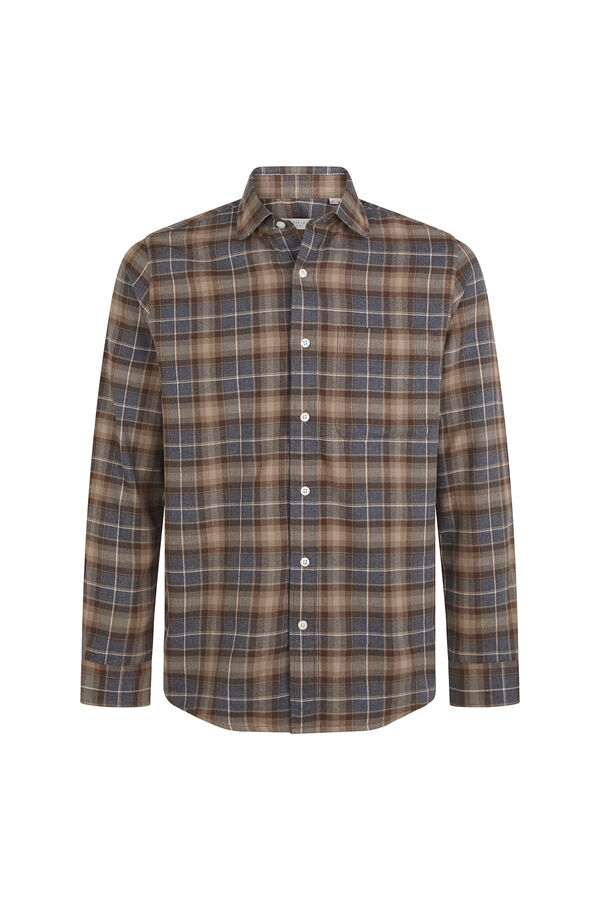 Cortefiel Checked flannel shirt Camel