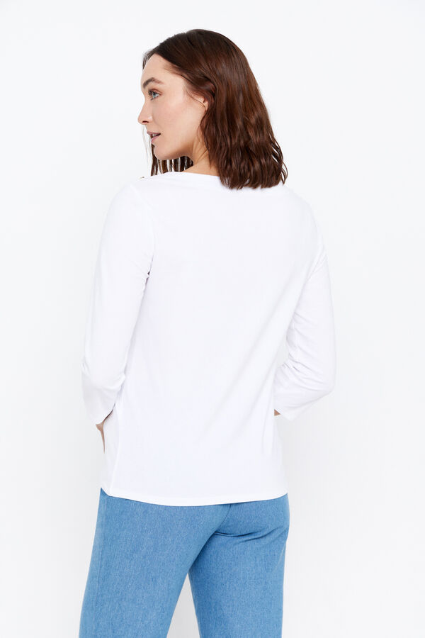 Cortefiel Essential t-shirt with button detail White