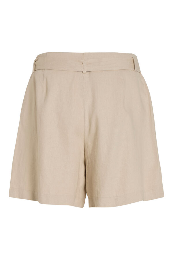 Cortefiel Linen high-rise shorts Grey