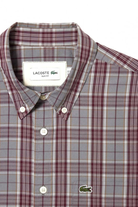 Camisa elástica con estampado de cuadros para hombre