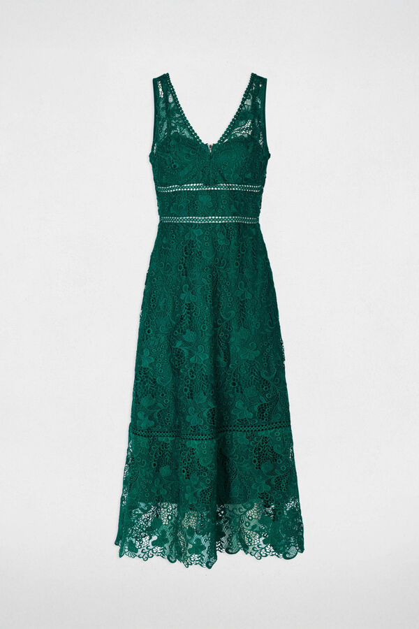 Morgan Vestido comprido de renda Verde