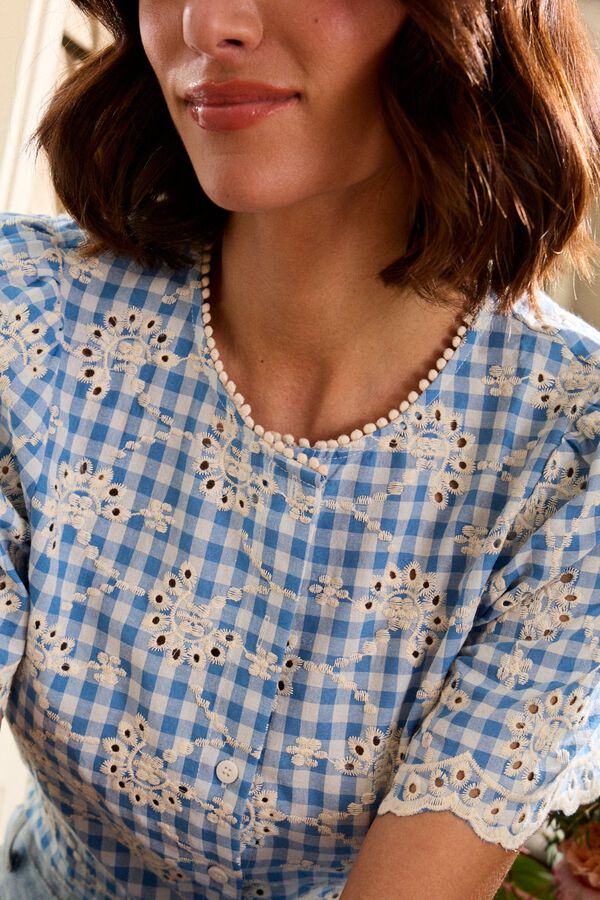 Pol&iacute;n Et Moi Top vichy Flora Azul