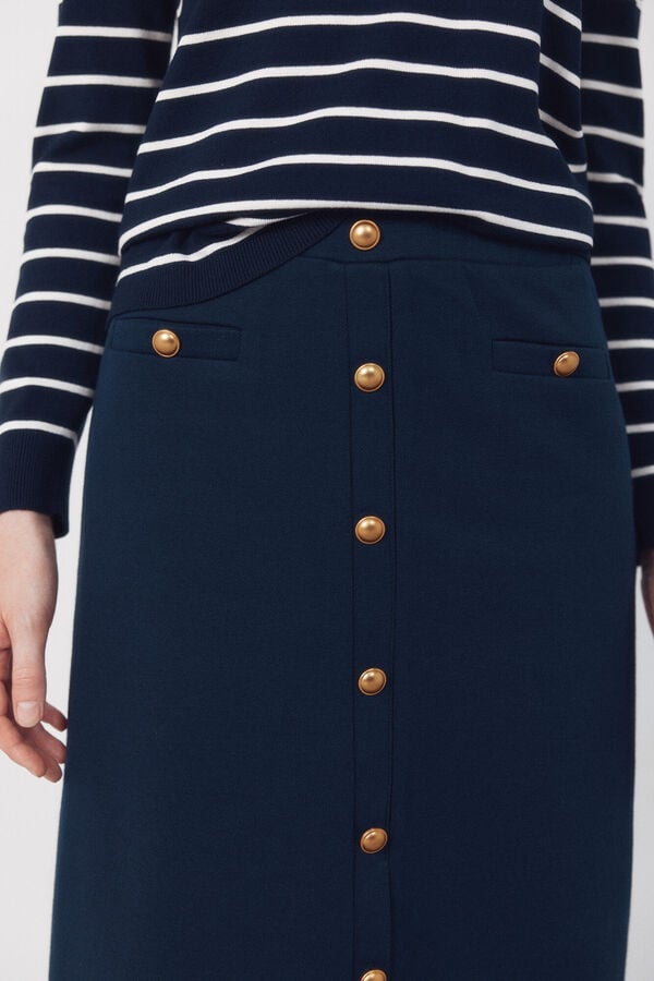 Cortefiel Jersey-knit -up buttons Navy