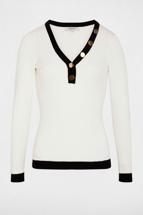 Morgan Camisola justo com gola em V Multicolorido