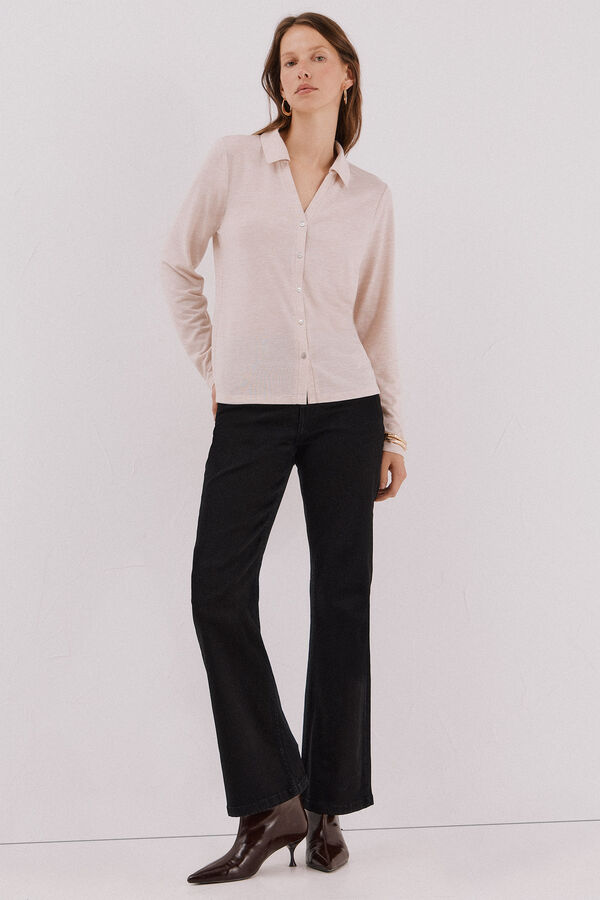 Cortefiel Jersey-knit knit shirt Ivory