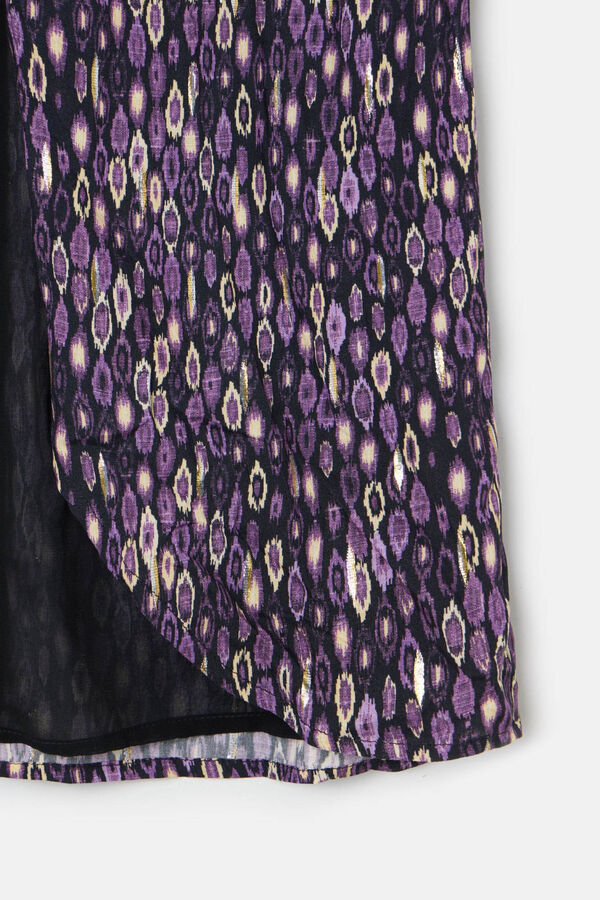 Silbon Ikat print midi skirt with slit Purple