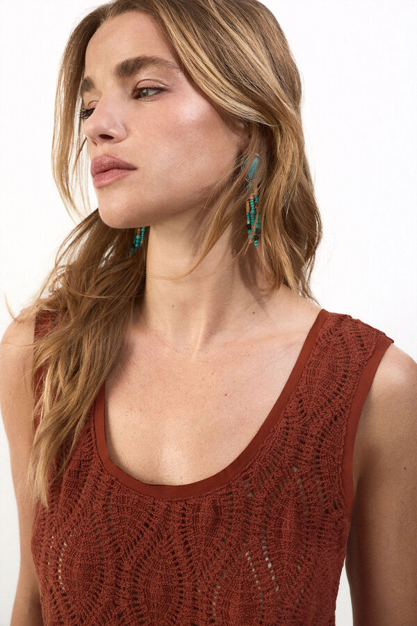 Slowlove Top tirantes crochet Brown
