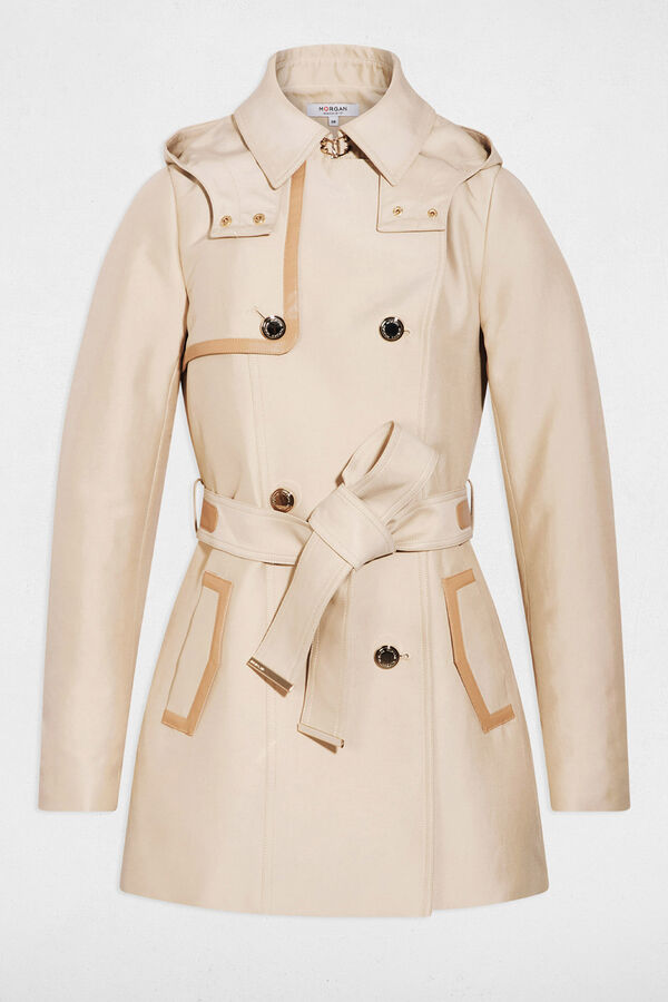 Morgan Trench m&eacute;dio com capuz Tostado