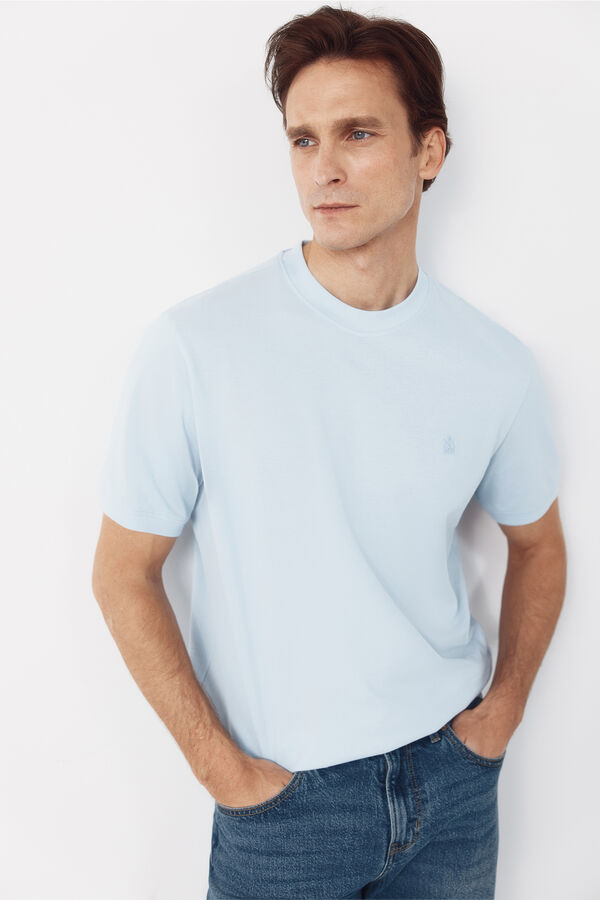 Cortefiel Piqu&eacute; basic T-shirt Blue