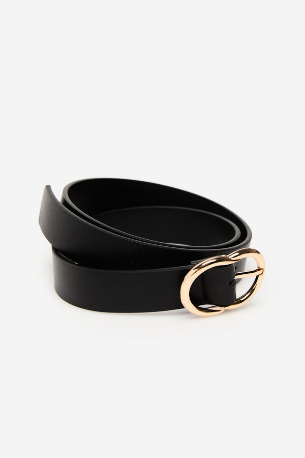 Cortefiel Basic double buckle belt Black