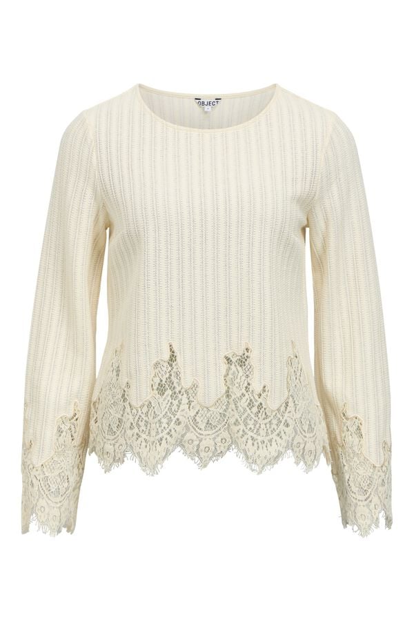 Object Camisola fina de renda Tostado