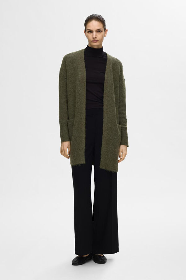 Selected Cardigan longo de alpaca Verde