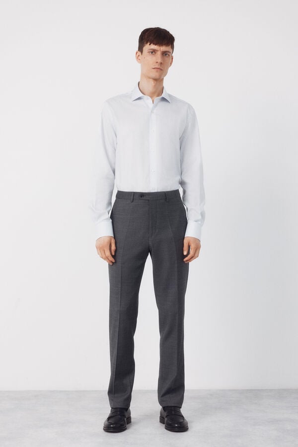 Cortefiel Easy-iron checked dress shirt Blue