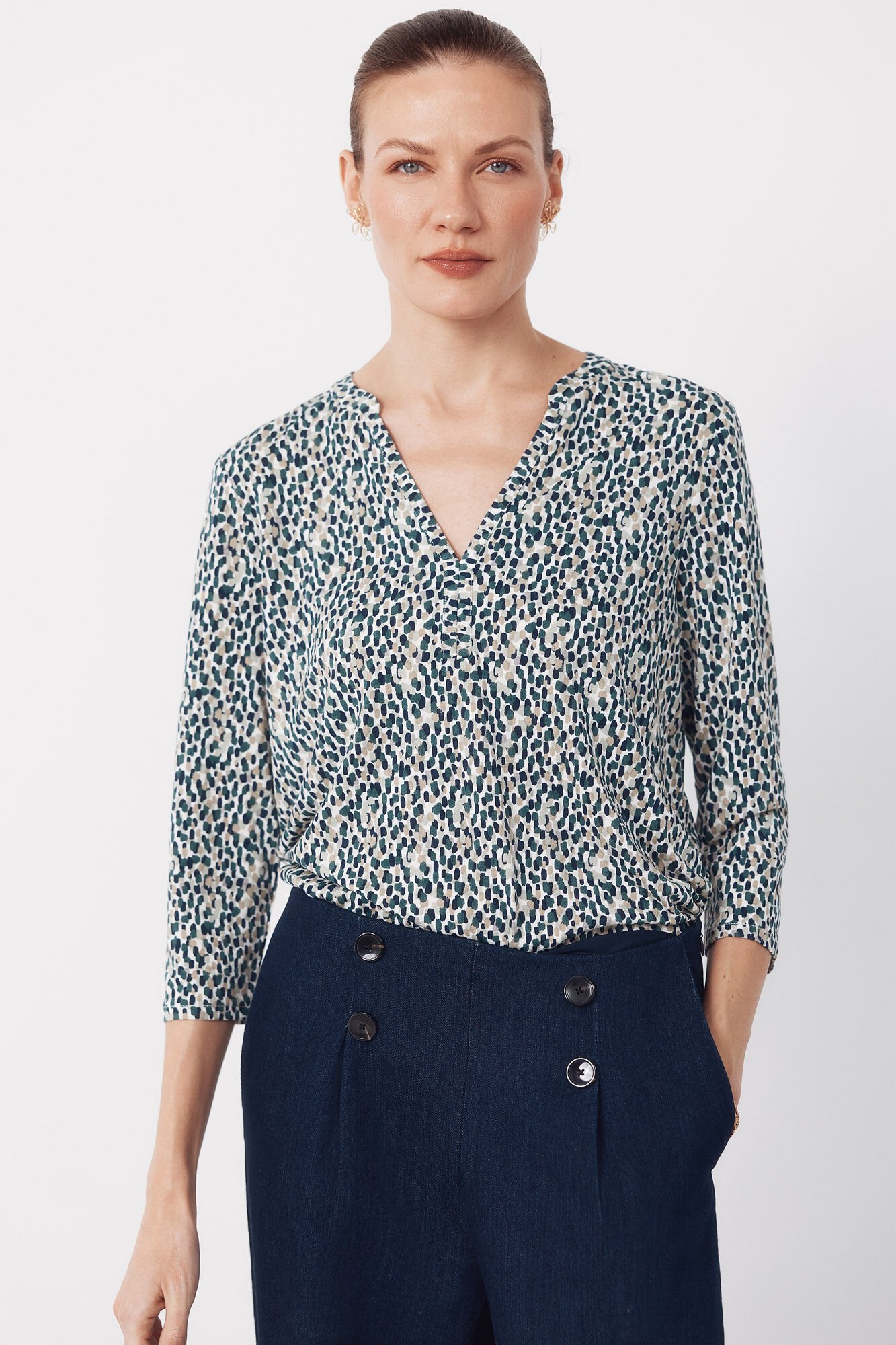 Cortefiel Basic top with mandarin collar