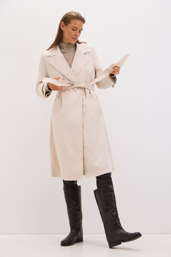 Cortefiel Long trench coat Ivory