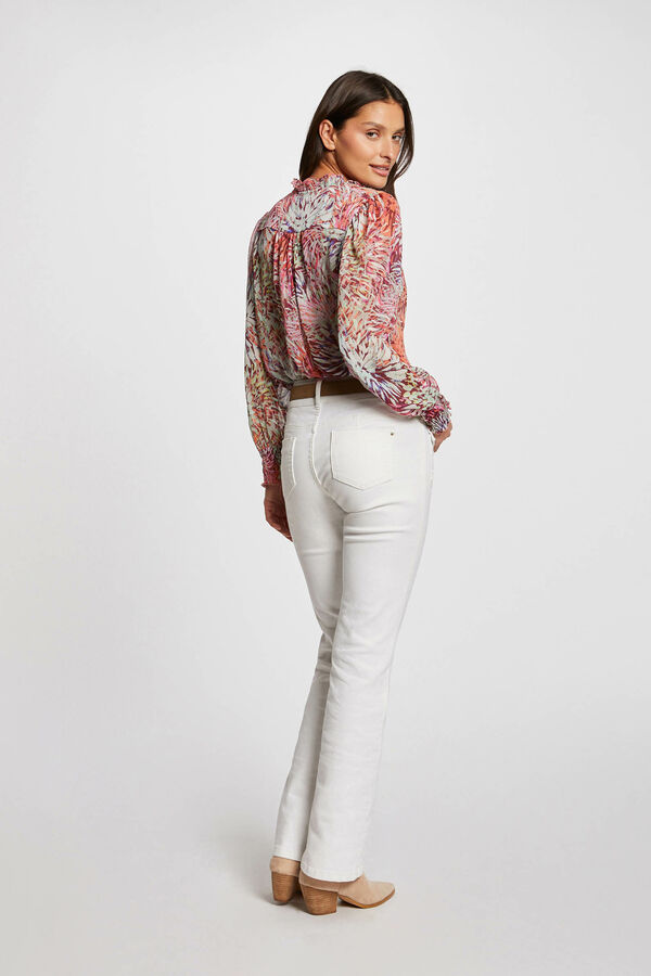 Cortefiel Printed V-neck blouse Printed red